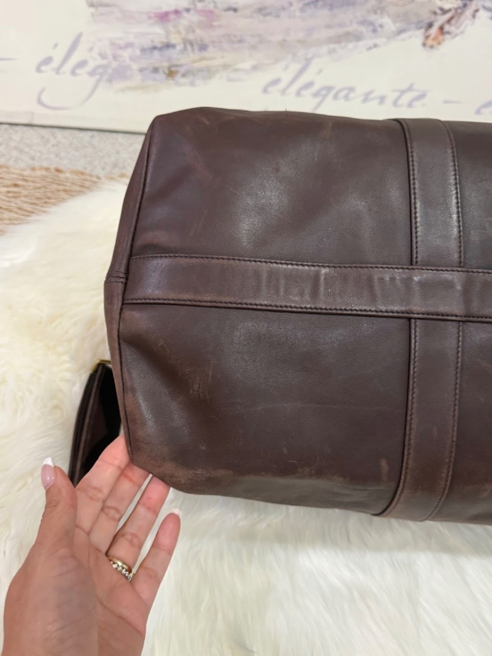 Vintage Coach Brown Leather Large Travel Weekender Duffle Bag Style 0502 - Picture 14 of 16